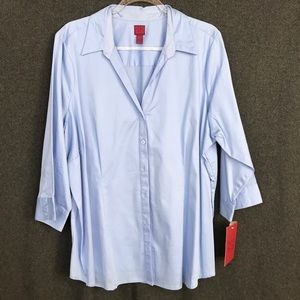 3/4 sleeve stretch chambray